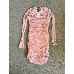 FOREVER 21 Pink Ruched Long Sleeve Dress